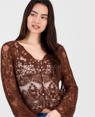 Women's Lace Long-Sleeve Top, Exclusively at Macy's