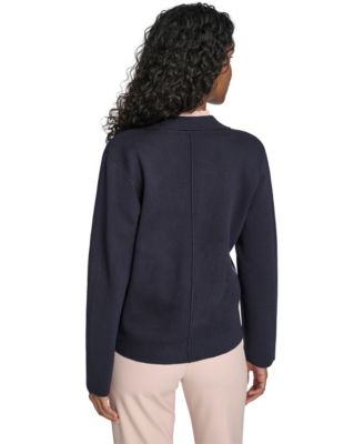 Women's Double Breasted Peak Lapel Sweater Jacket