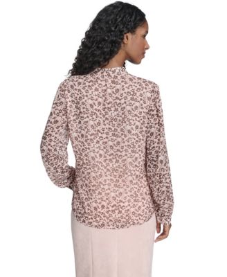 Women's Blossom Floral Ruffle Placket Top