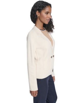 Women's Double Breasted Peak Lapel Sweater Jacket