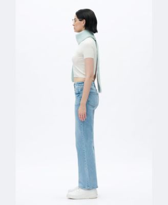 Women's Mid-Rise Wide-Leg Distressed Jeans