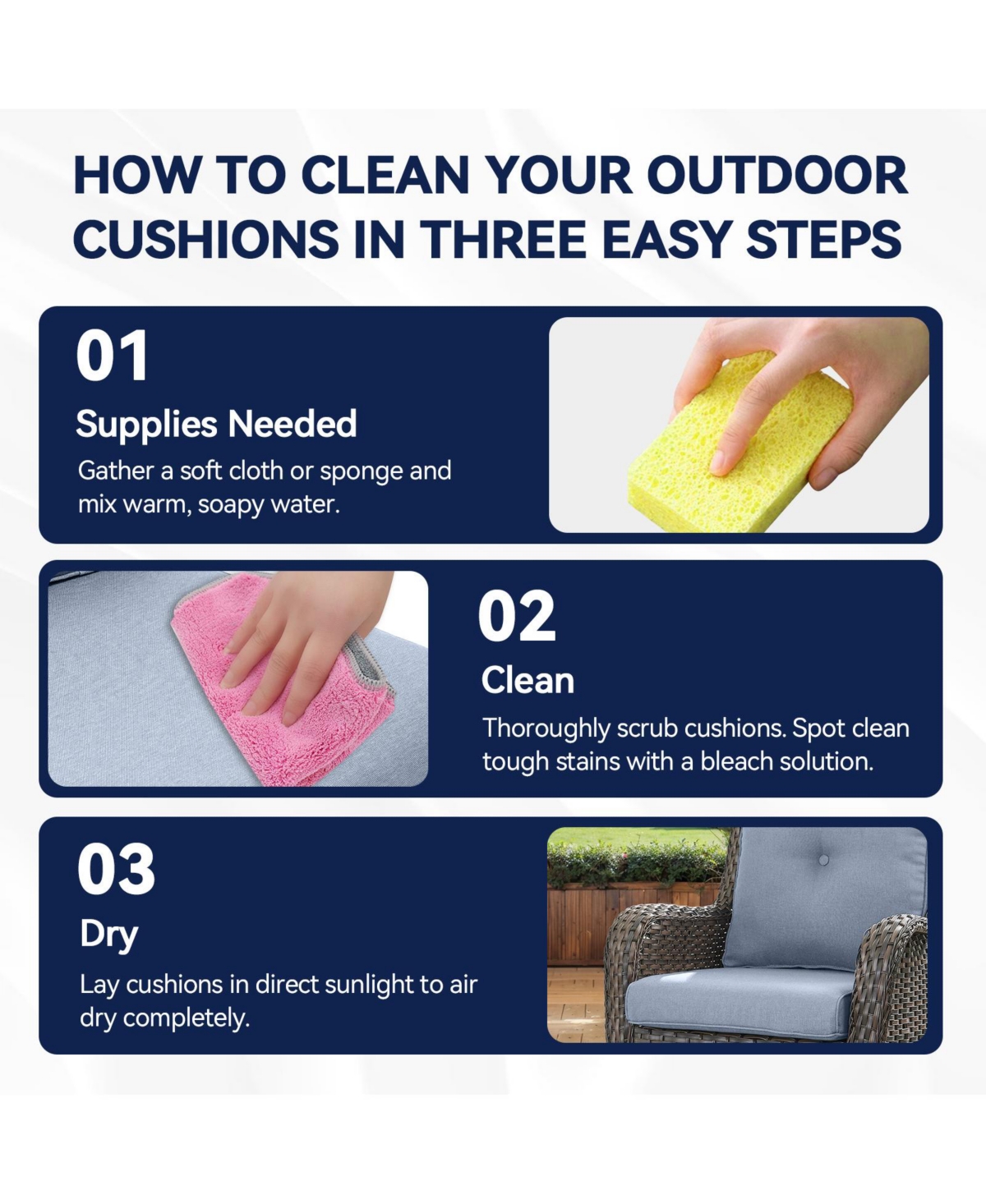 Gymojoy ArcLine 22 in. x 24 2-Piece CushionGuard Outdoor Lounge Chair Deep Seat Replacement Cushion Set