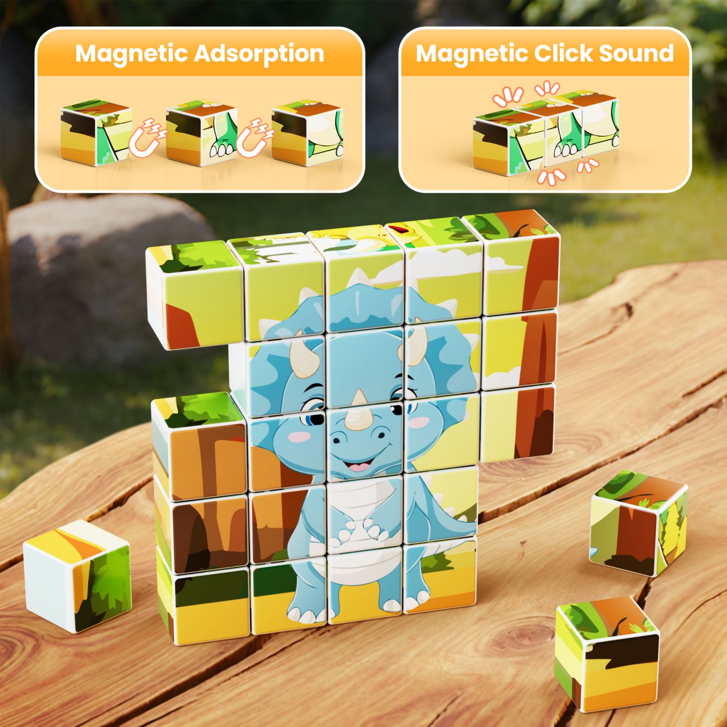 Детский пазл Contixo ST9 Dinosaur Magnetic 6-in-One 25-Piece Puzzle, Ages 3+, цвет: Разноцветный — фото 3