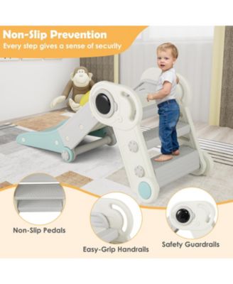 2-in-1 Toddler Slide with Astronaut Design, Foldable Indoor Climber