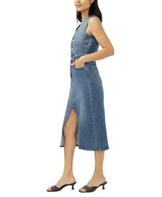 Women's Denim Vest Midi Dress