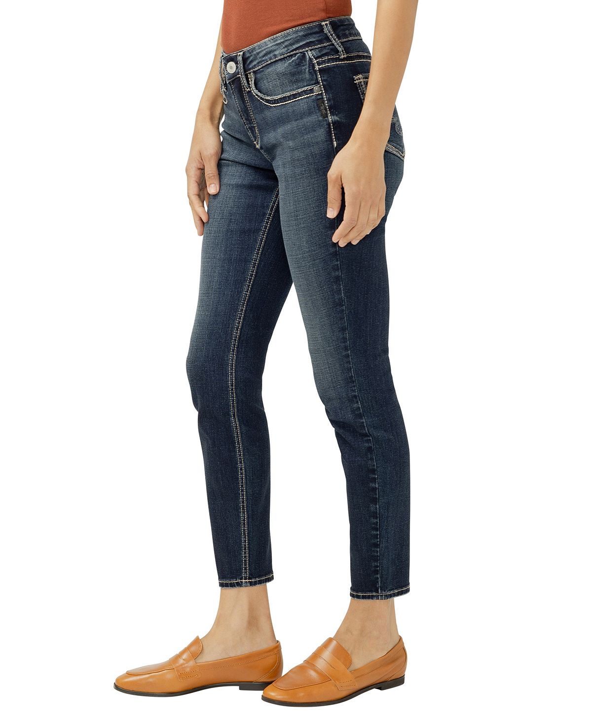 Silver Jeans Co. Women's Suki Mid Rise Curvy Fit Skinny Leg Jeans view 2 — MAYCSS fashion products