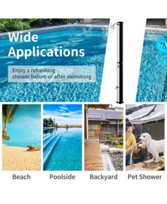 7.2 Feet 9.3 Gallon Solar Heated Shower with Adjustable Head and Foot Tap