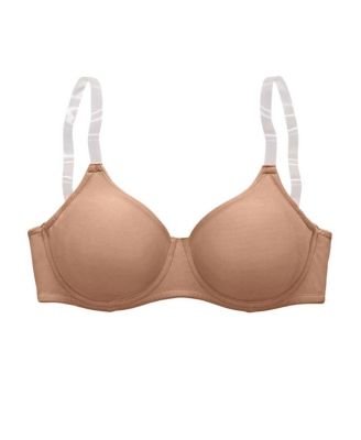 Women's B-DDD Clear Strap No-Padding Underwire T-Shirt Bra