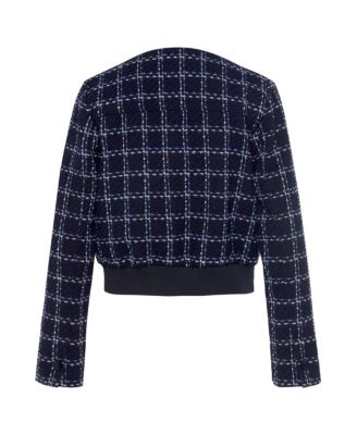 Women's Round Neckline Tweed Jacket