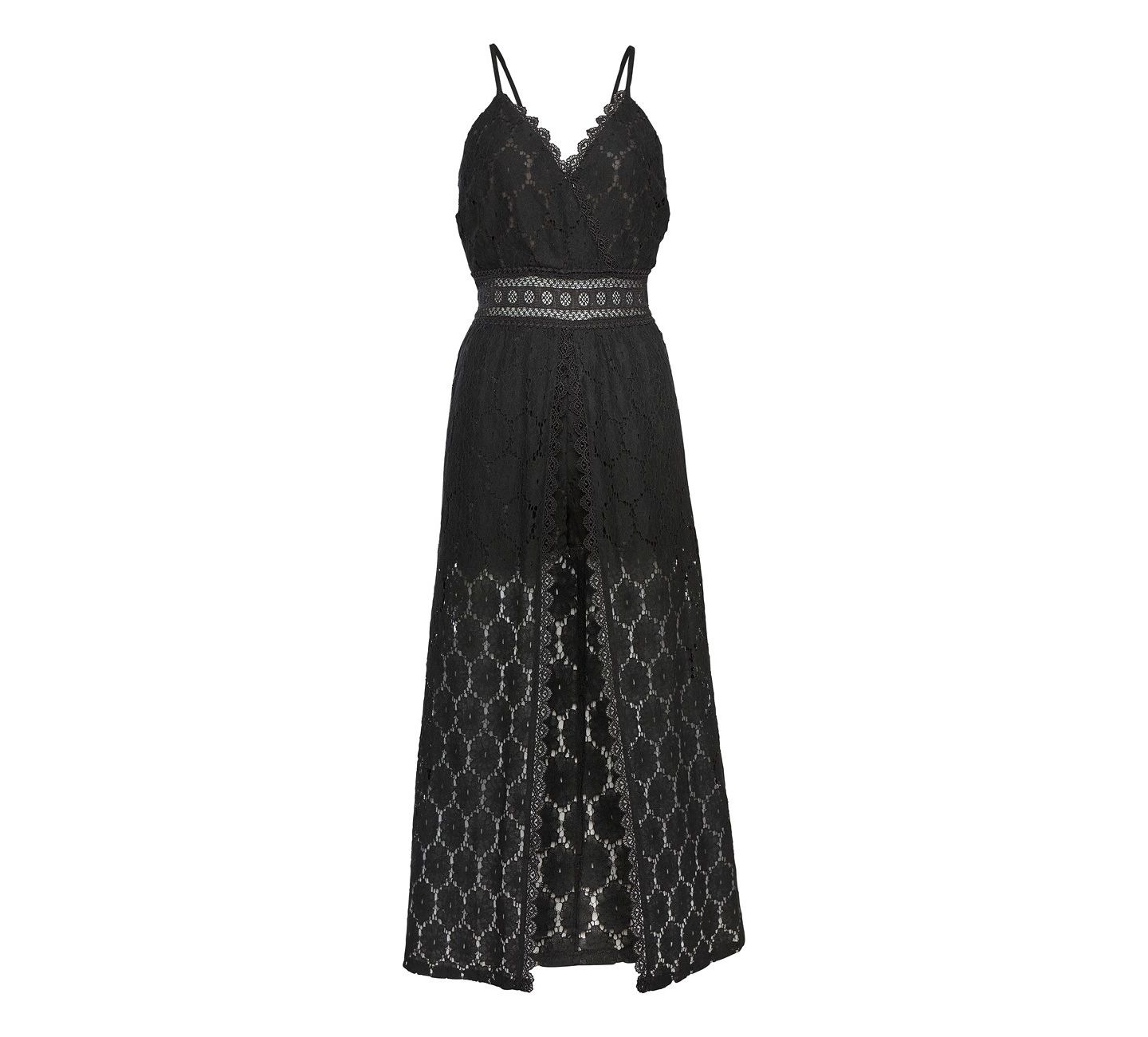 Женский комбинезон Lascana Maxi Scalloped Lace Overlay Romper, цвет: Чёрный — фото 5