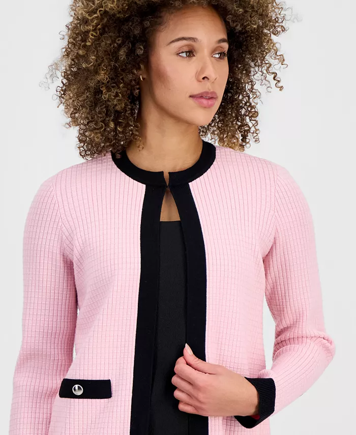 Women's Waffle-Knit Kissing-Front Jacket, Regular & Petite - thumbnail 6