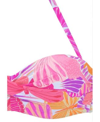 Women's Butterfly Print Bandeau Bikini Swimsuit Top Bra Sizing