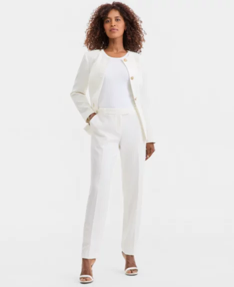 Women's Stretch Crepe High-Rise Straight Pants, Regular & Petite - Vanilla Ice