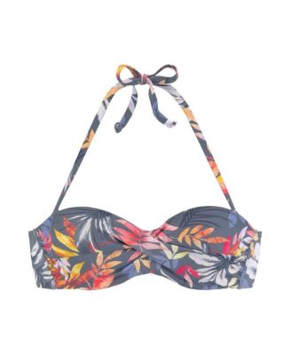 Women's Tropical Print Bandeau Bikini Swimsuit Top Bra Sizing