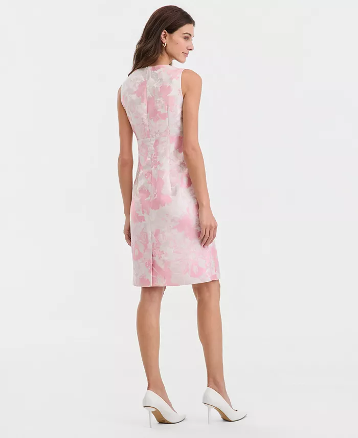 Women's Floral Jacquard Empire-Seam Dress, Regular & Petite - thumbnail 5