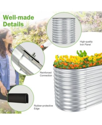 5 x 3 x 2 Feet Metal Oval Raised Garden Bed with Open Bottom Design