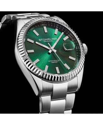 Vanguard 4069 Men’s Quartz Watch – 42mm, Green Dial, Stainless Steel Bracelet, Fluted Bezel, Date, 100M Water Resistant