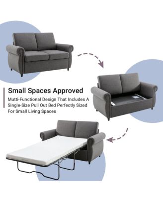 57.9" Orisfur Pull Out Sofa Bed Loveseat Sleeper with Twin Size Memory Mattress with Two USB Ports for Living Room Spaces