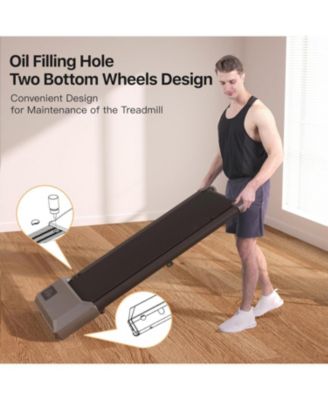 Superun 35.5*15.5inches Run Belt Small Treadmill 0.6-3.8mph,300 lbs,2.5 horsepower Motor No PitPat (gray)