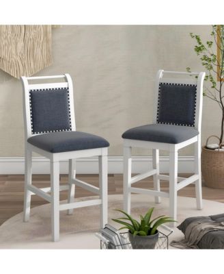 3-Piece Wood Drop Leaf Counter Height Dining Table Set with 2 Upholstered Chairs