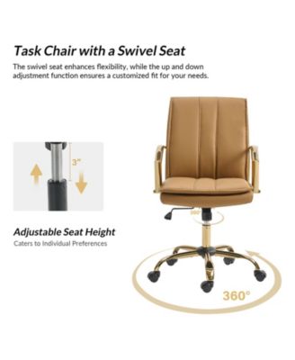 1 Pc Faux Leather Modern Rocking Tilting High-Back Office Chair with 360-Degree Swivel Base