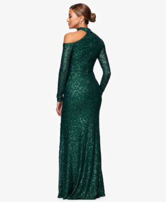 Women's Long-Sleeve Sequined Long Dress