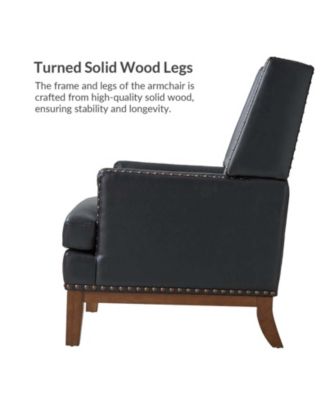 Regina Genuine Leather Arm Chair with Solid Wood Frame
