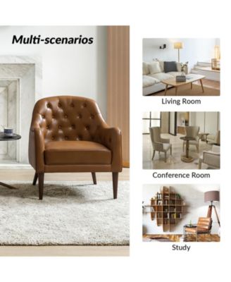 Classic Melisa 28.5" Wide Genuine Leather Barrel chair