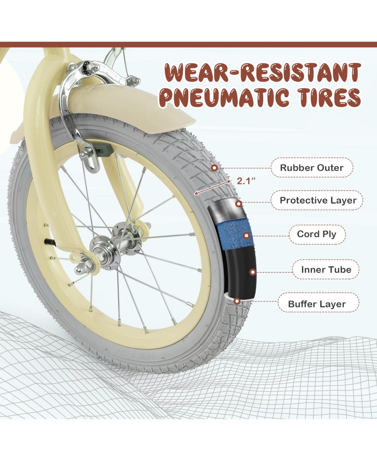 Sugift 14 Inch Kids Bike Adjustable with Training Wheels Ages 3-8 Years Olds-14 inches