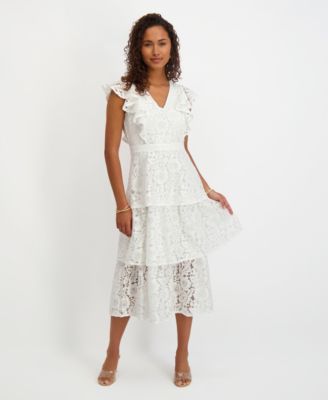 Women's Tiered Lace Midi Dress 