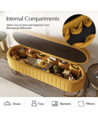 Sara Modern Storage Bench with Metal Legs and Channel Tufted