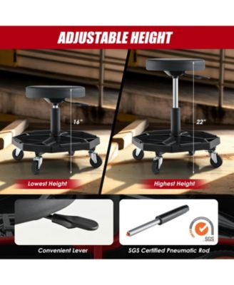 330 LBS Capacity Pneumatic Rolling Mechanic Stool with Padded Seat