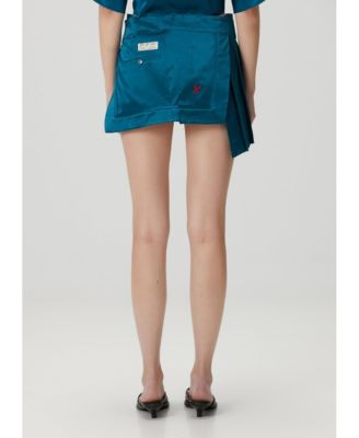 Women's Pure Silk Half-Pleated Super Mini Skirt