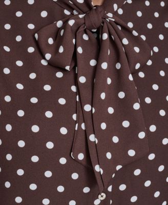 Women's Dot Tie Neck Top