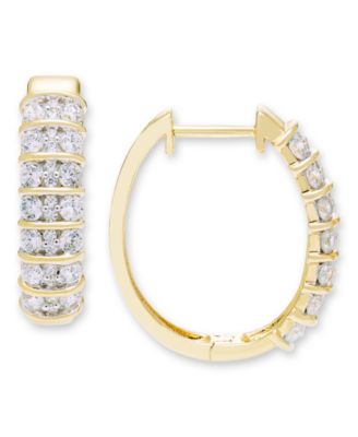 Macy's - Diamond Hoop Earrings (1 ct. t.w.) in 10K Yellow Gold