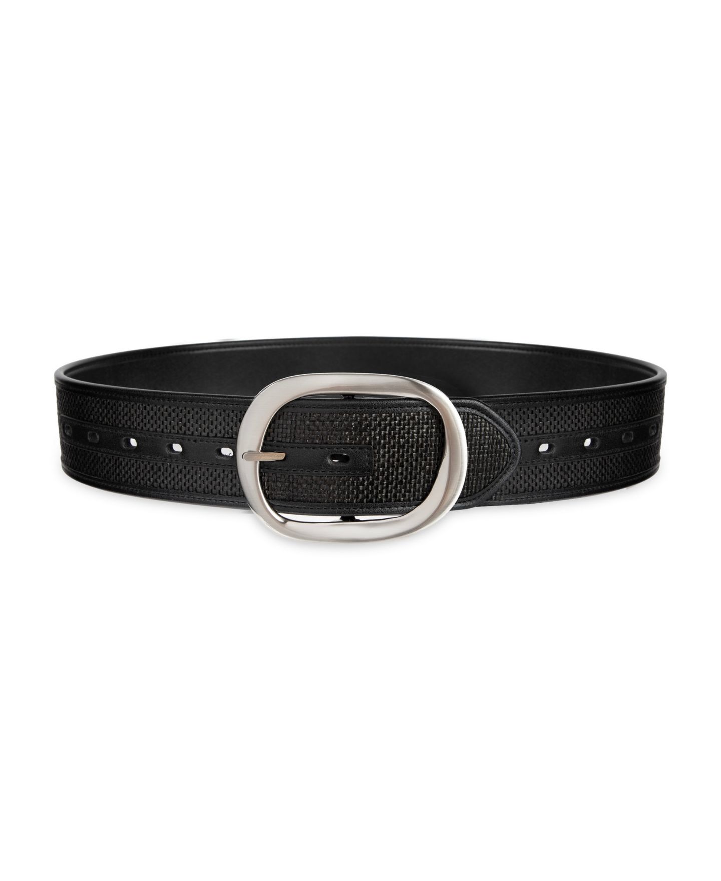 Женский ремень Calvin Klein Two-in-One Reversible Oversized Statement Buckle, цвет: Чёрный — фото 1