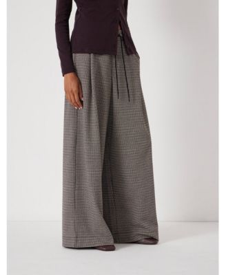 Women's Check Wide Leg Jersey Pants