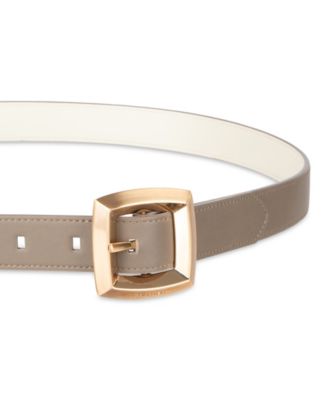 Women's Two-in-One Reversible Puffed Beveled Edge Buckle Belt
