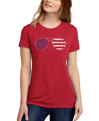 Women's Americana Sunglasses Word Art Crew Neck T-Shirt