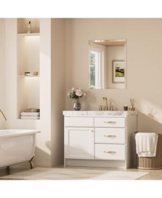 Inch Beveled Bathroom Vanity Mirror Shatterproof Frameless Wall Mirrored Over Sink Horizontal/Vertical