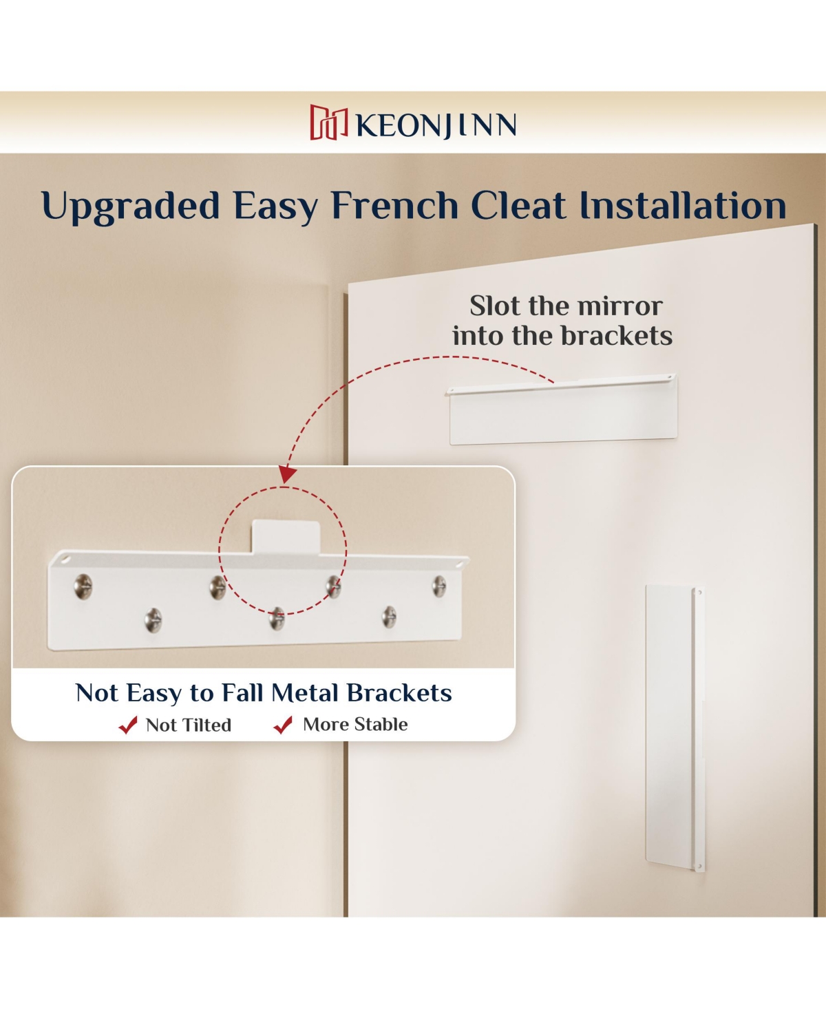 Keonjinn Inch Beveled Bathroom Vanity Mirror Shatterproof Frameless Wall Mirrored Over Sink Horizontal/Vertical