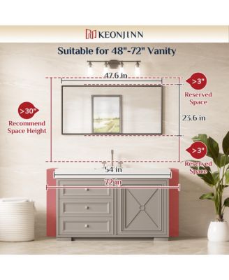 48x24 Inch Brushed Gold Bathroom Vanity Mirror Metal Framed Over Sink Wall Mirror Horizontal/Vertical