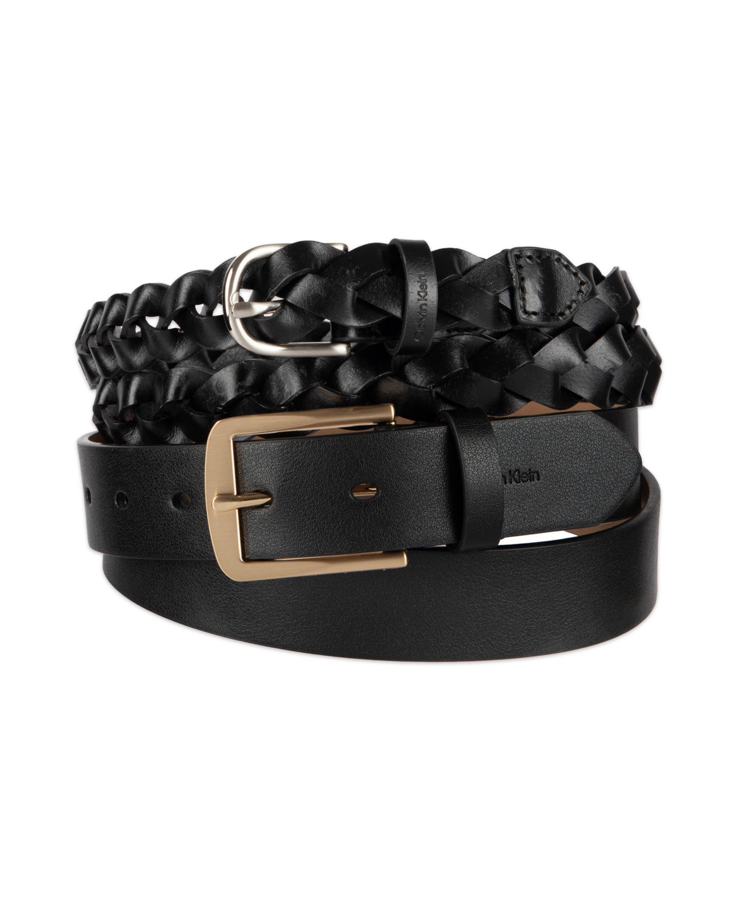 Women's Two Pack - Skinny Braid and Harness Buckle Belt Set