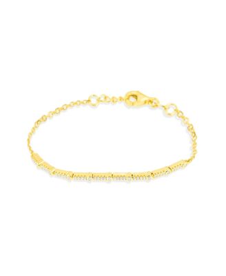 Vermeil Bar Bracelet with Pave CZ 7 inches