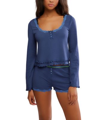 Free People - Women's Spring Break 2-Piece Ruffle Trim Detail Top and Shorts Set