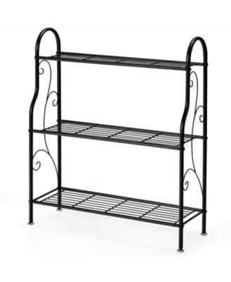 3-Tier Scrollwork Designed Metal Plant Stand-Black
