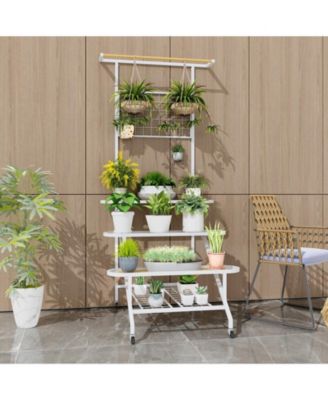 4-Tier Hanging Plant Stand with Hanging Bar