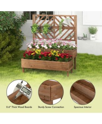 2-Tier Raised Garden Bed with Trellis-Brown