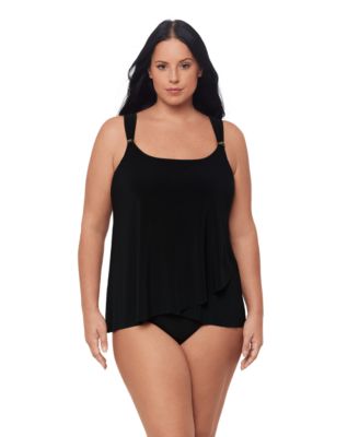 Miraclesuit - Plus Size Razzle Dazzle Asymmetrical-Drape Tankini Top