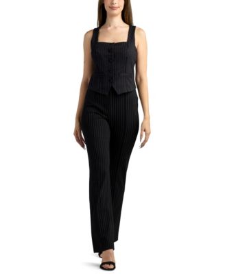 Junior's Pinstripe Flare-Leg Pants